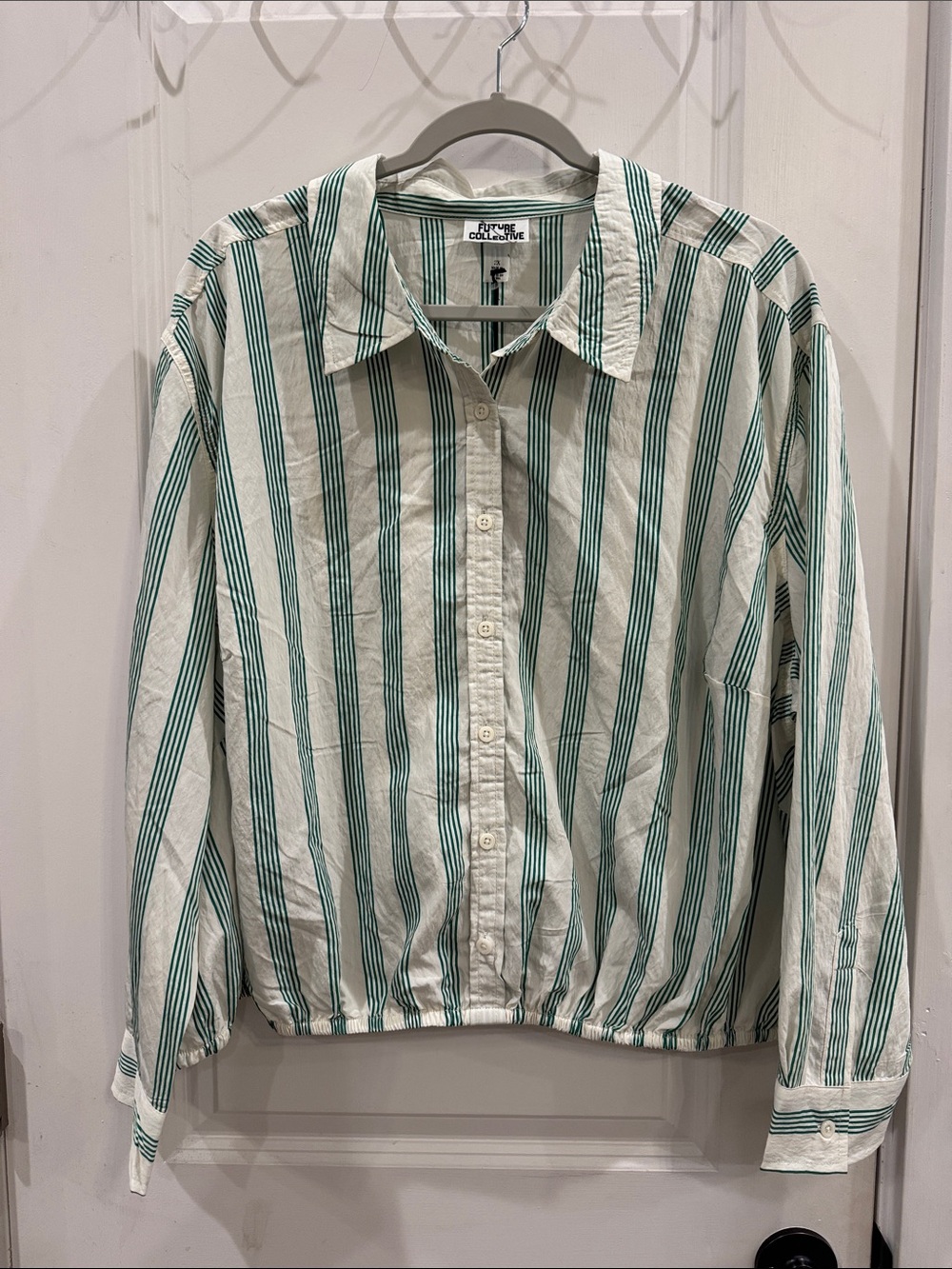 Future Collective with Reese Blutstein long sleeve striped button-down cropped